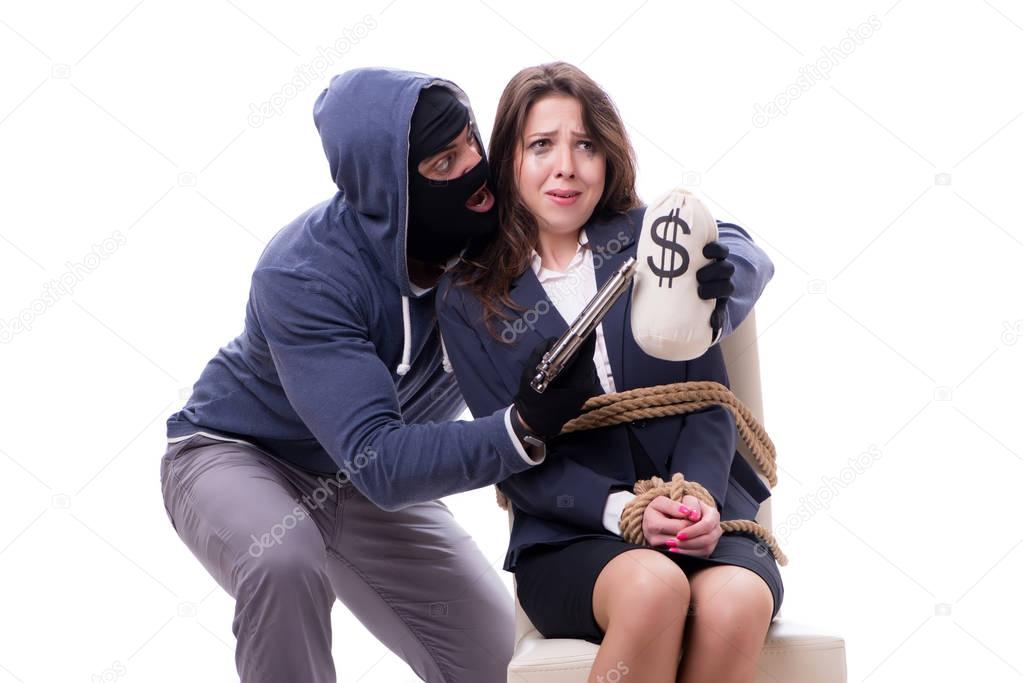 Gunman forcing a woman