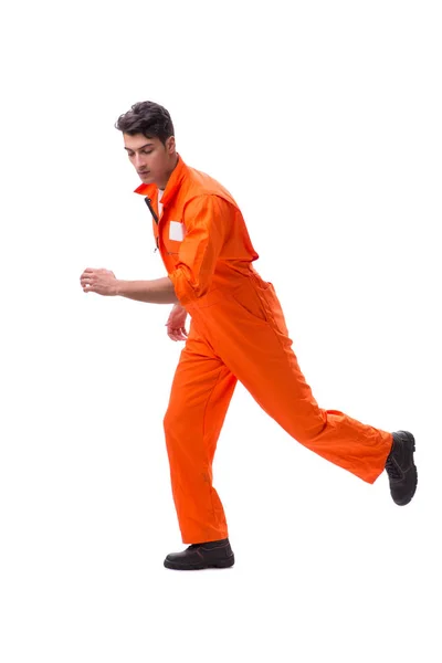 Заключенный в оранжевом халате изолирован на белом фоне — стоковое фото