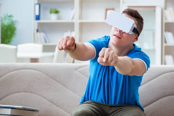 Young man with virtual glasses — Stock Photo, Image