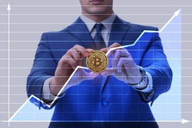 Bitcoin fiyat artışı kavramında iş adamı