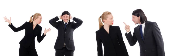 Homme d'affaires et femme d'affaires isolé sur blanc — Photo