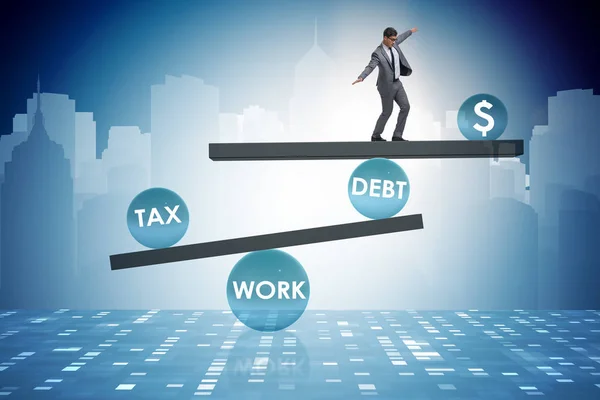 Businessman in debt and tax business concept — Stock Photo, Image