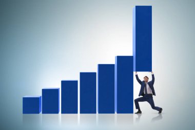 Ekonomideki büyümeyi destekleyen işadamı grafikte