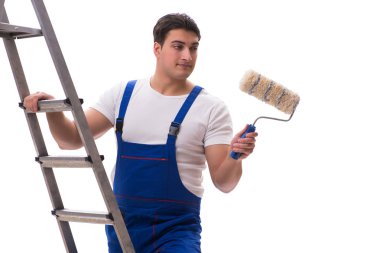 Genç ressam müteahhiti beyaz arka planda izole edildi