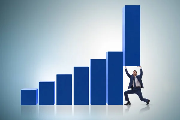 グラフ上の経済成長を支えるビジネスマン — ストック写真