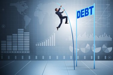 İş adamı, iş konseptindeki borçtan kurtuldu