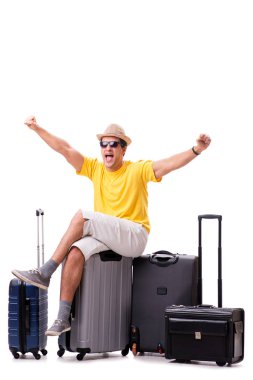 Mutlu genç adam yaz tatiline çıkıyor.