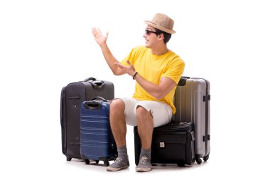 Mutlu genç adam yaz tatiline çıkıyor.