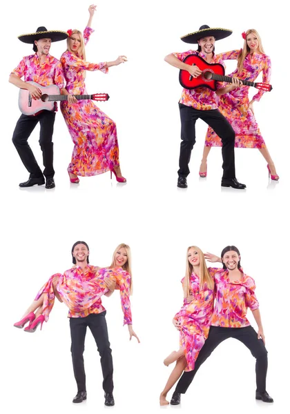 Spanish pair playing guitar and dancing — Stock Photo, Image