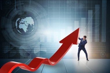 Ekonomideki büyümeyi destekleyen işadamı grafikte