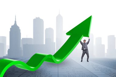 Ekonomideki büyümeyi destekleyen işadamı grafikte