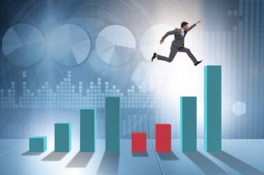 Bar çizelgeleriyle iş dünyasındaki genç işadamı