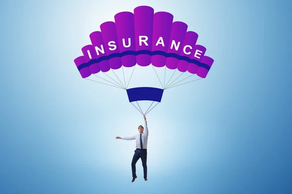 Businessman in insurance concept on parachute — Stock Photo, Image