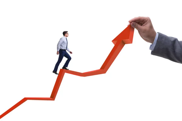 Empresario apoyando crecimiento en economía en gráfico gráfico — Foto de Stock