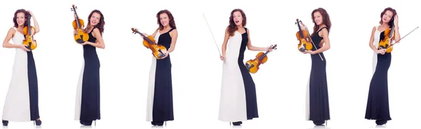 Femme jouant du violon isolé sur fond blanc — Photo