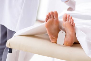 Polis morgdaki cesedi inceliyor.