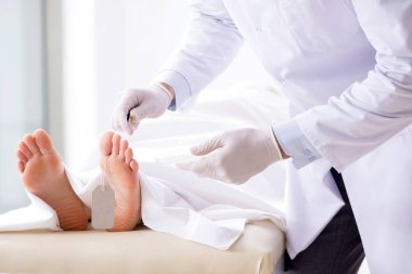 Polis morgdaki cesedi inceliyor.