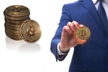 Bitcoin fiyat artışı kavramında iş adamı