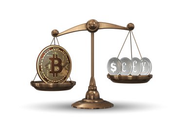 Bitcoin ve diğer para birimleriyle ölçeklendirmeler - 3d oluşturma