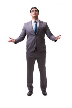 Beyaz arka planda izole edilmiş yakışıklı iş adamı