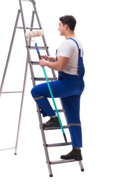 Genç ressam müteahhiti beyaz arka planda izole edildi