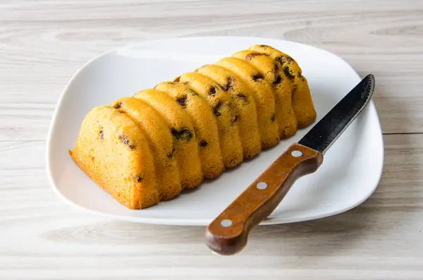 Sweet bread with raisins baked for christmas — Stock Photo, Image