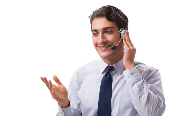 Mann mit Headset isoliert auf weißem Hintergrund — Stockfoto