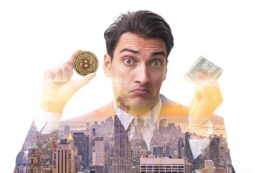 Bitcoin fiyat artışı kavramında iş adamı