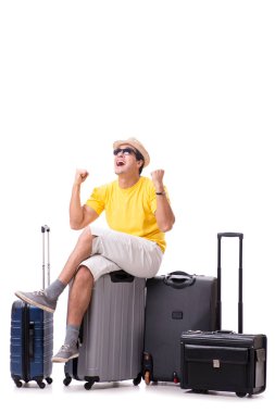 Mutlu genç adam yaz tatiline çıkıyor.