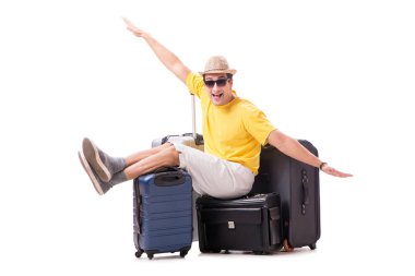 Mutlu genç adam yaz tatiline çıkıyor.