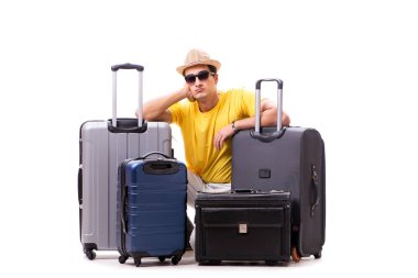 Mutlu genç adam yaz tatiline çıkıyor.