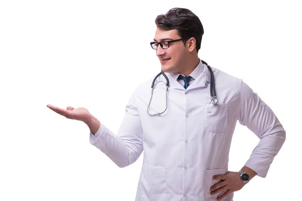 Ung manlig läkare isolerad på vit bakgrund — Stockfoto