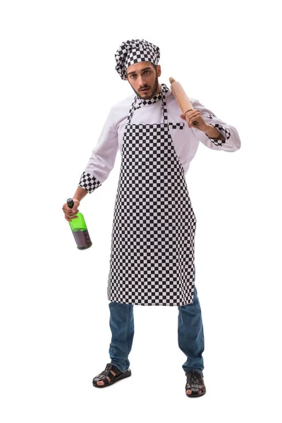 被白色背景隔离的男性厨师 — 图库照片