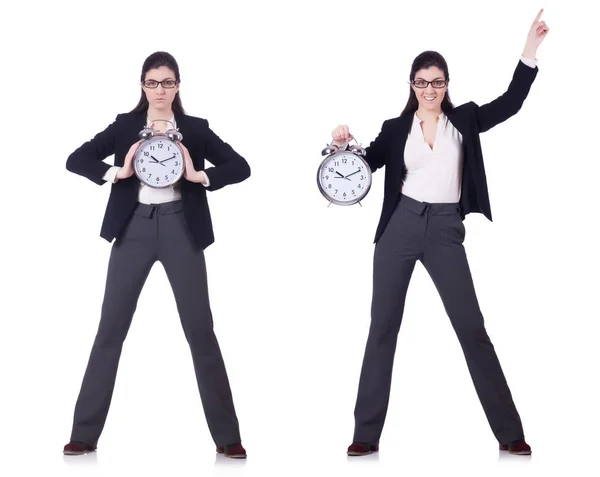 Businesswoman with clock in time management concept — Stock Photo, Image