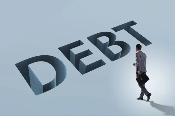 Επιχειρηματίας στην χρέους και δανεισμού έννοια — Φωτογραφία Αρχείου