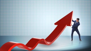 Ekonomideki büyümeyi destekleyen işadamı grafikte