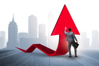 Ekonomideki büyümeyi destekleyen işadamı grafikte