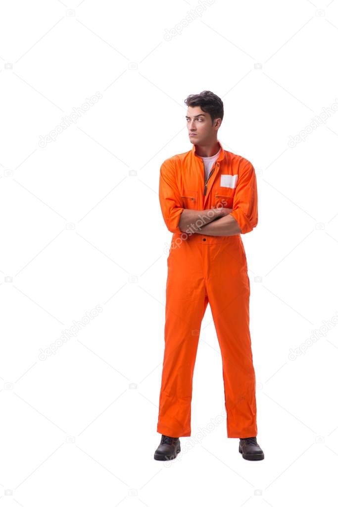 Prisoner in orange robe isolated on white background