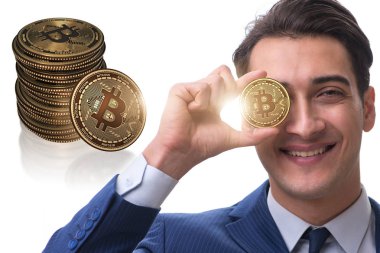 Bitcoin fiyat artışı kavramında iş adamı