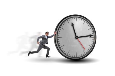 Businessman in time management concept clipart