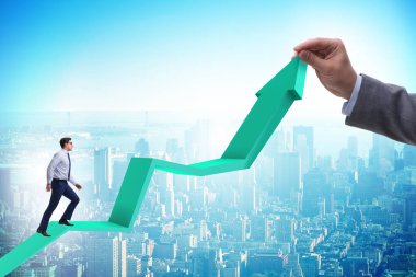 Ekonomideki büyümeyi destekleyen işadamı grafikte