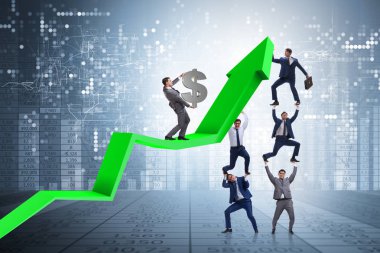 Ekonomideki büyümeyi destekleyen işadamı grafikte