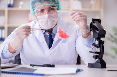 Adli tıp dedektifi suç delilleri üzerinde çalışıyor.