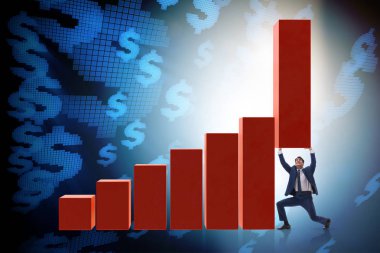 Ekonomideki büyümeyi destekleyen işadamı grafikte