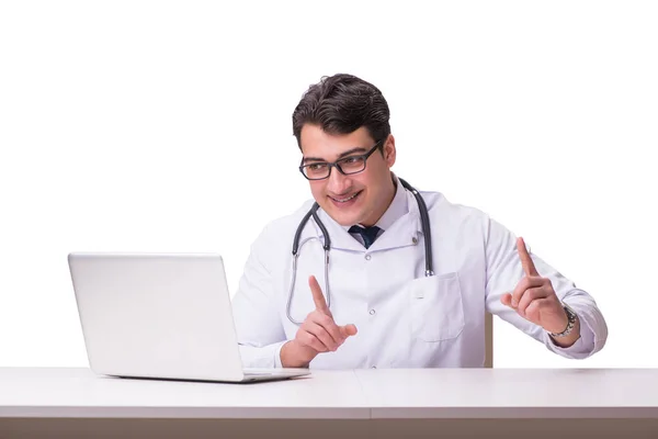 Doctor in telemediine mhealth concept on white — Stock Photo, Image