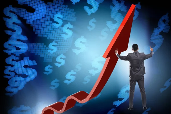 Businessman supporting growtn in economy on chart graph — Stock Photo, Image