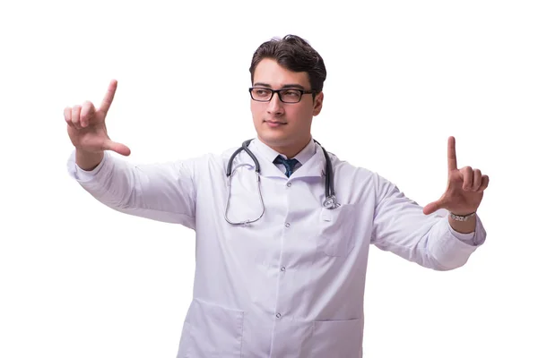 Jovem médico masculino isolado em fundo branco — Fotografia de Stock