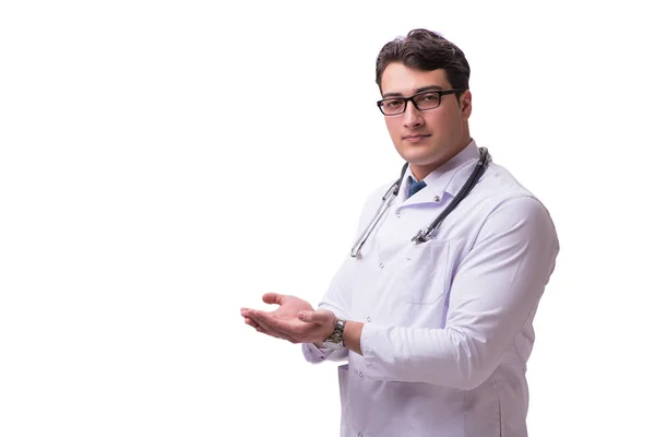 Молодий чоловік лікар ізольований на білому тлі — стокове фото