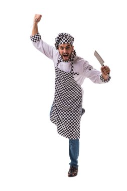 Beyaz arka planda yalıtılmış erkek aşçı