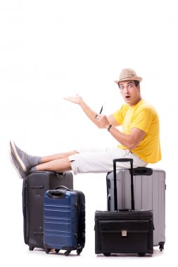 Mutlu genç adam yaz tatiline çıkıyor.